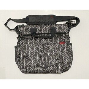 Skip Hop Duo Double Signature Diaper Bag Messenger Tote Gray Chevron 16x15x3.5"